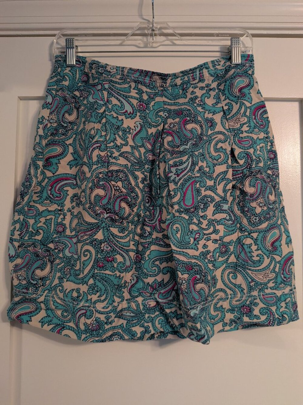 LOFT Paisley Print Skirt — Teal & Cream